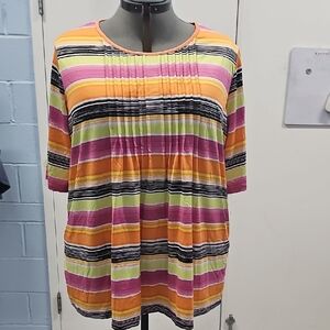 Ruby Rd. Colorful Striped Blouse